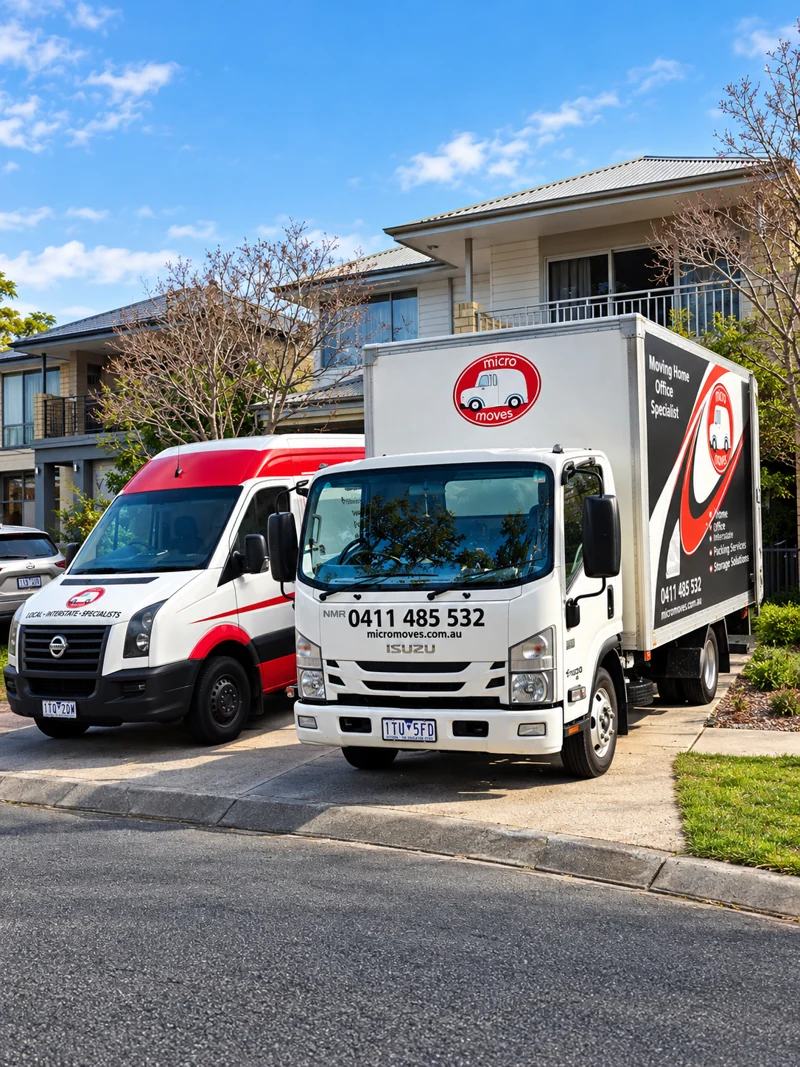 Micro Moves Isuzu truck and Volkswagen van parked together